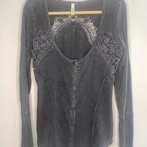Free people long sleeve shirt with lace detail